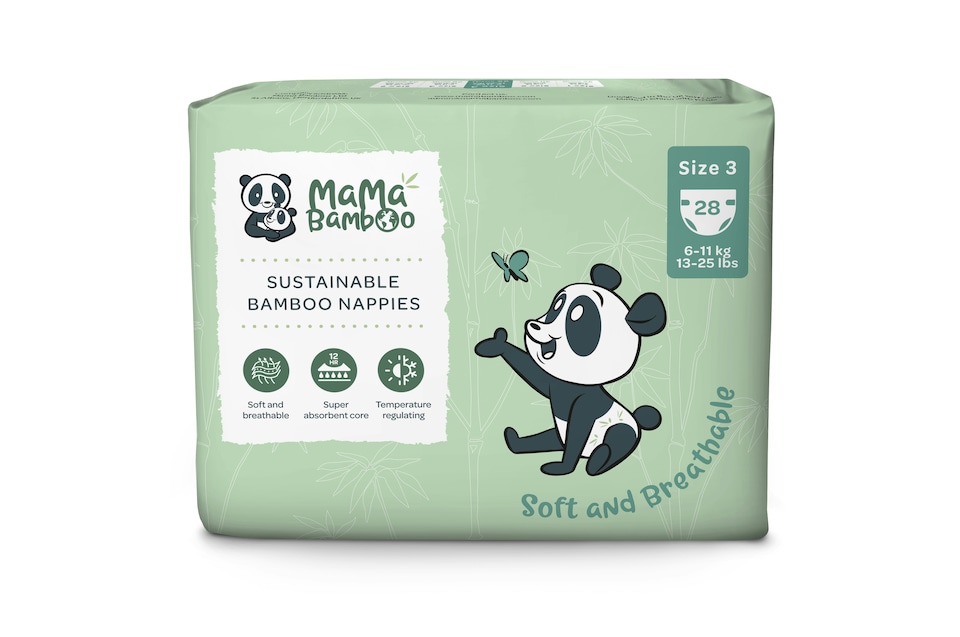 image 1 of Mama Bamboo Sustainable Bamboo Nappies (Size 3) (28 pk)