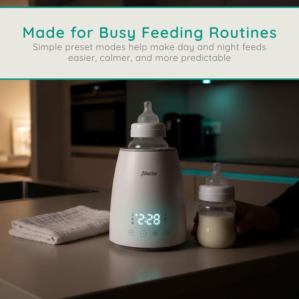image 1 of Alecto BW900 Bottle Warmer, 3-in-1 Baby Milk & Food Heater, Steriliser & Defroster, 500W, Digital Display, Preset Modes, Auto Shut-Off, Keep Warm