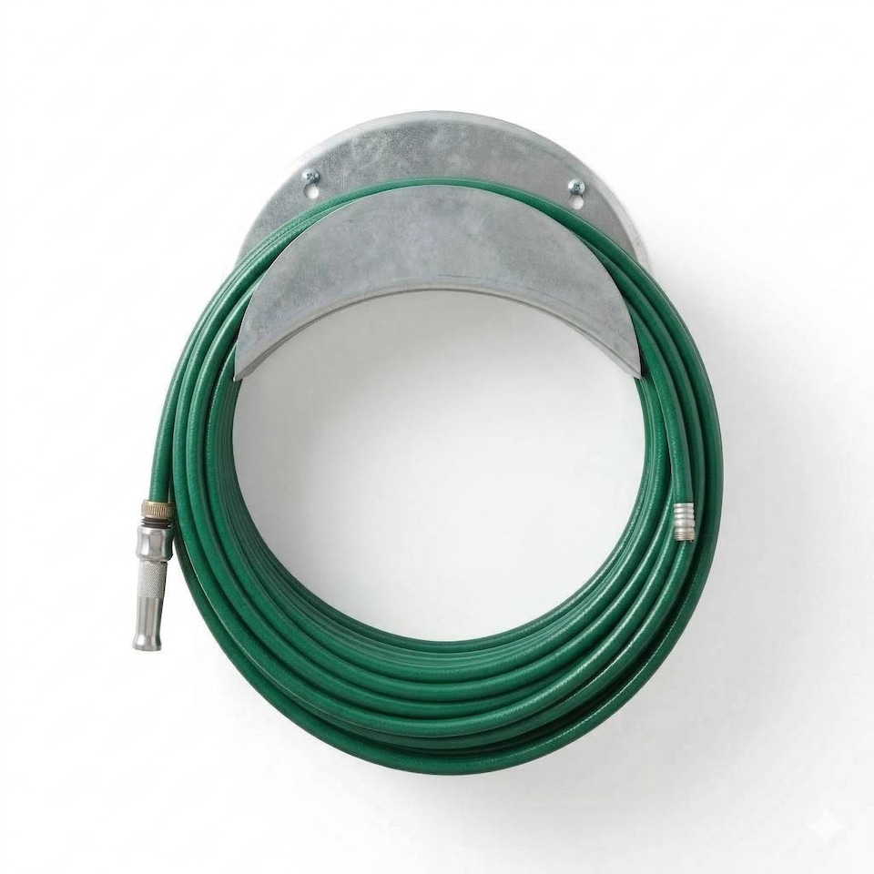image 1 of URBNLIVING Heavy Duty Wall Mounted Garden Hose Hanger Metal Storage Holder 28cm | Silver | Silver | 1