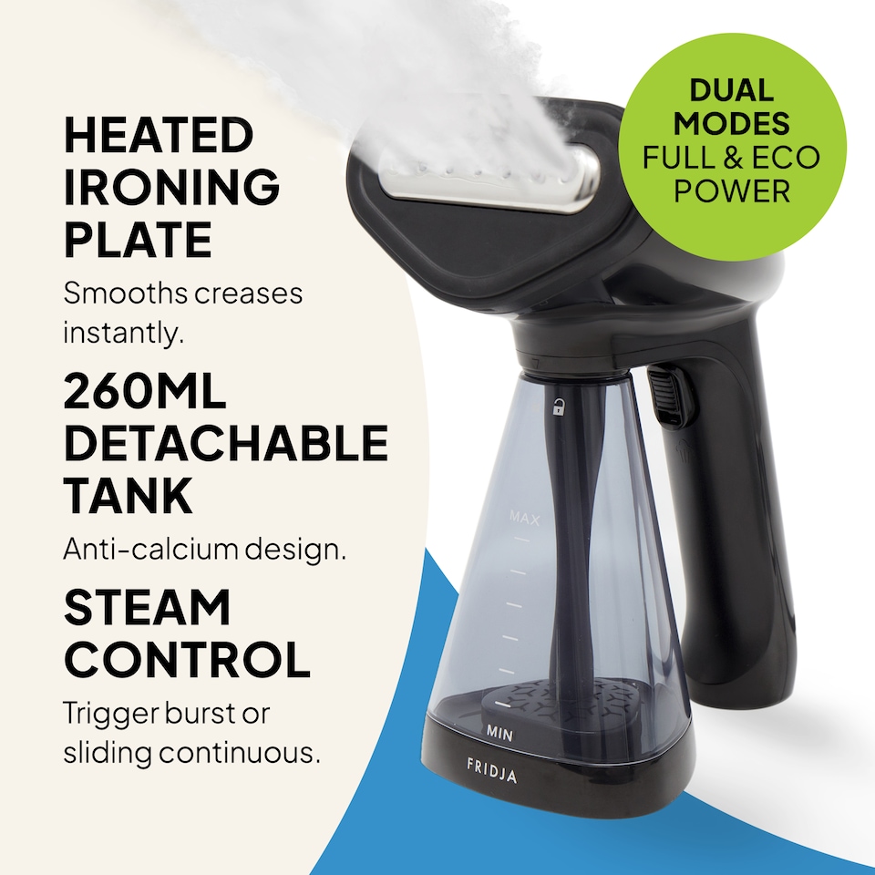 image 1 of Fridja F10 Handheld Clothes Steamer 1500W Portable Travel Size