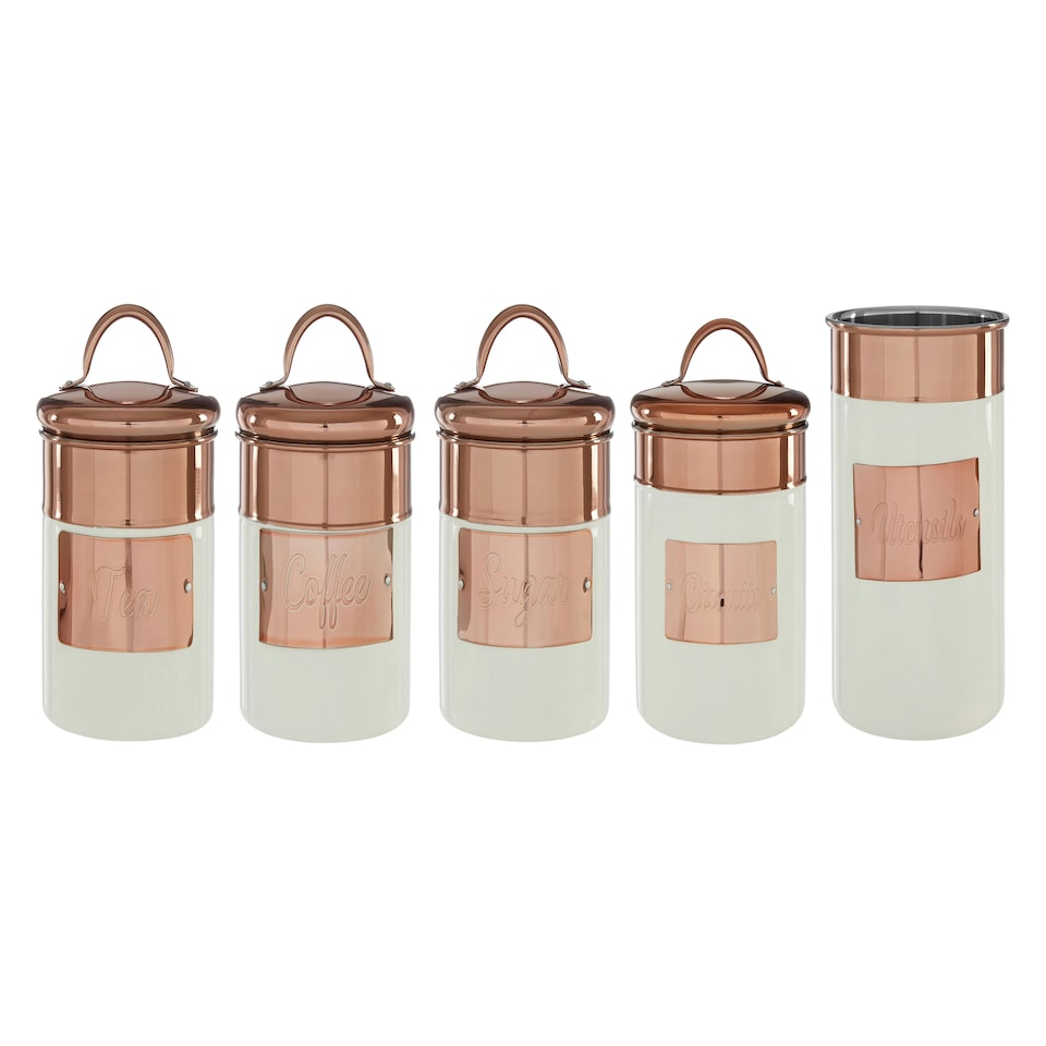 image 1 of Interiors by Premier Prescott Cream And Copper Biscuit Canister