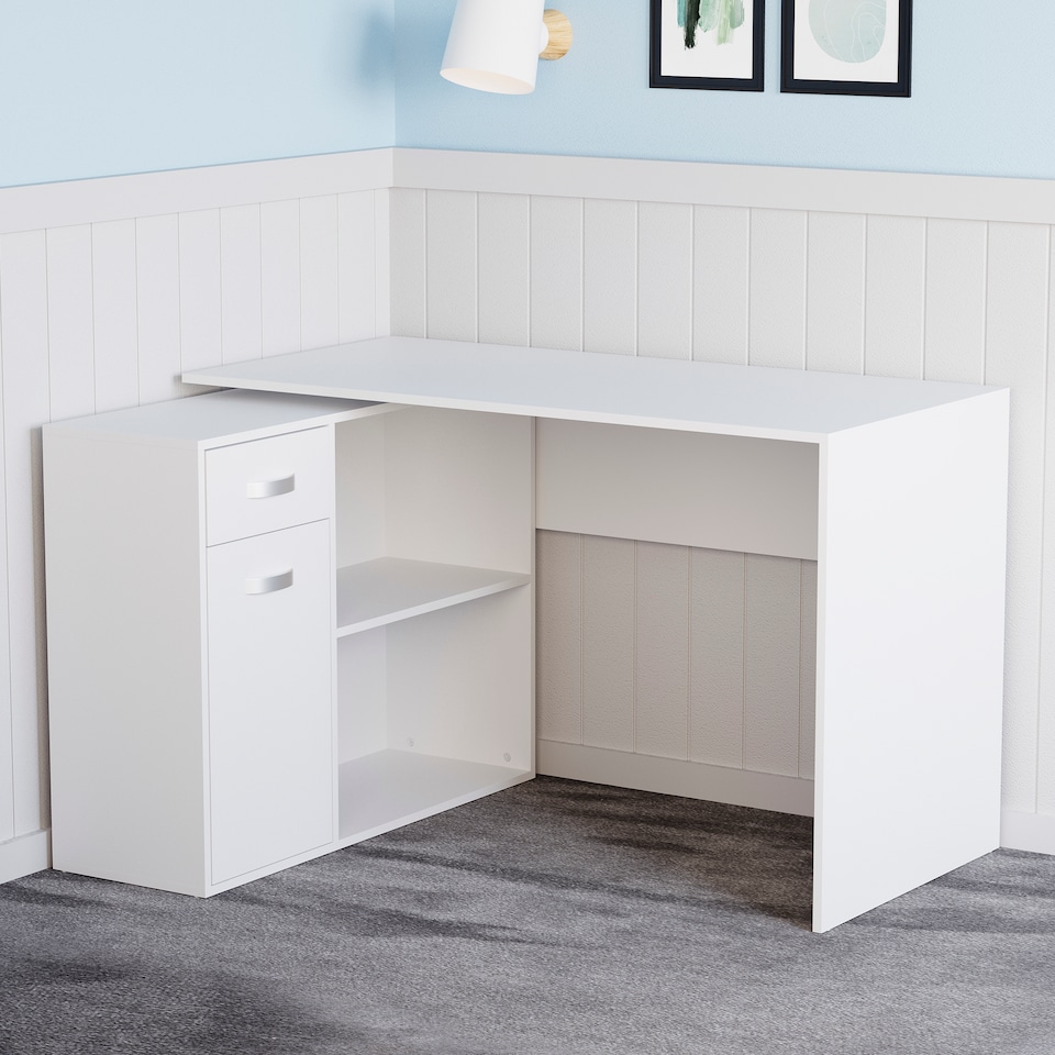 image 1 of Vida Designs Longton Adjustable Computer Desk Home Office Workstation, White