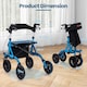 image 2 of COSTWAY Height Adjustable Foldable Rolling Walker with Seat Blue | Blue