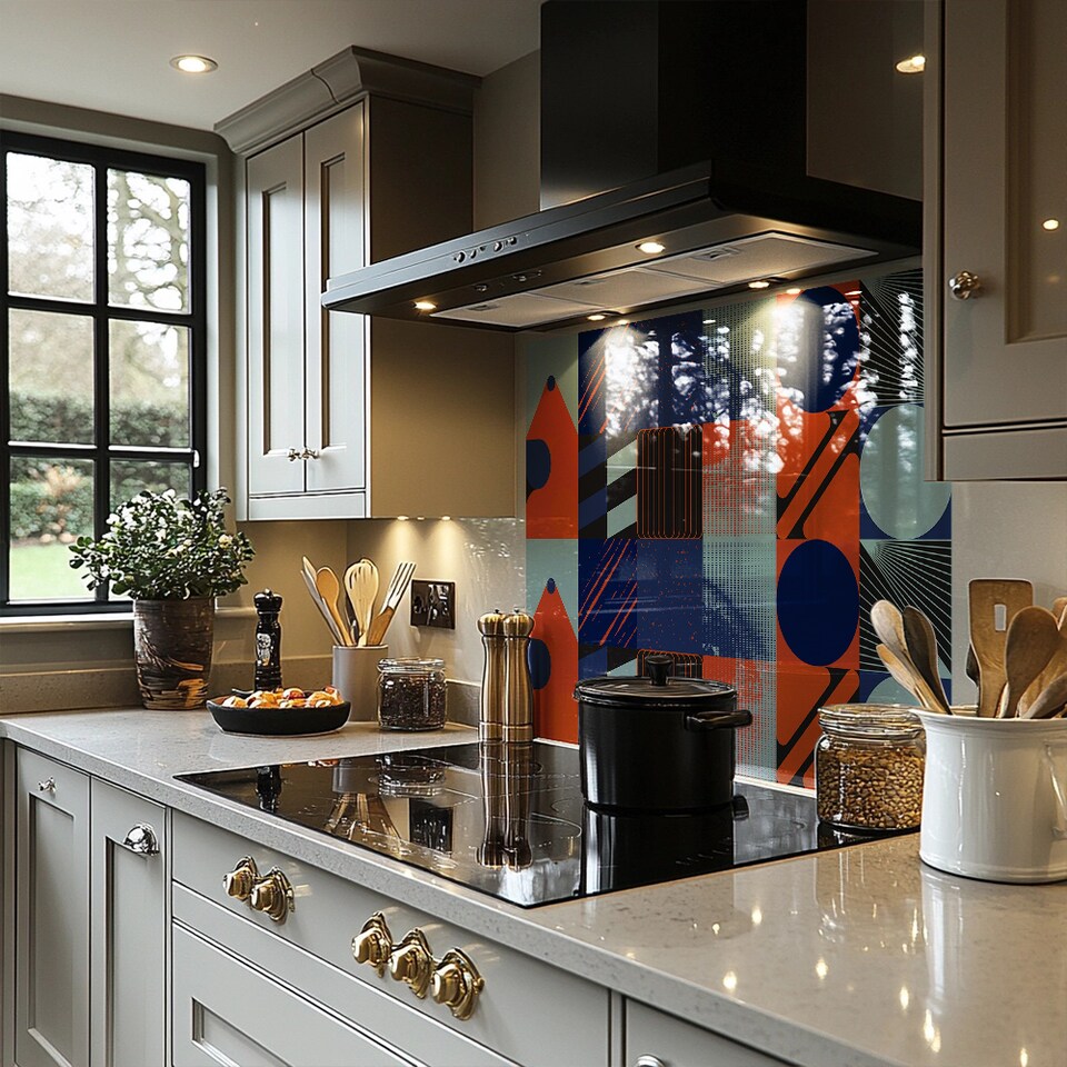 image 1 of Deconstructed Postmodern Inspired Artwork Splash Back | White