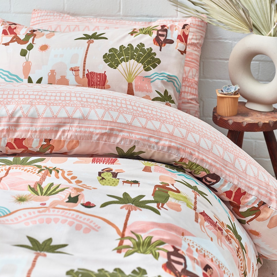 image 1 of Furn Nalani Abstract Duvet Cover Set | Cream | Sand | Super King | 1