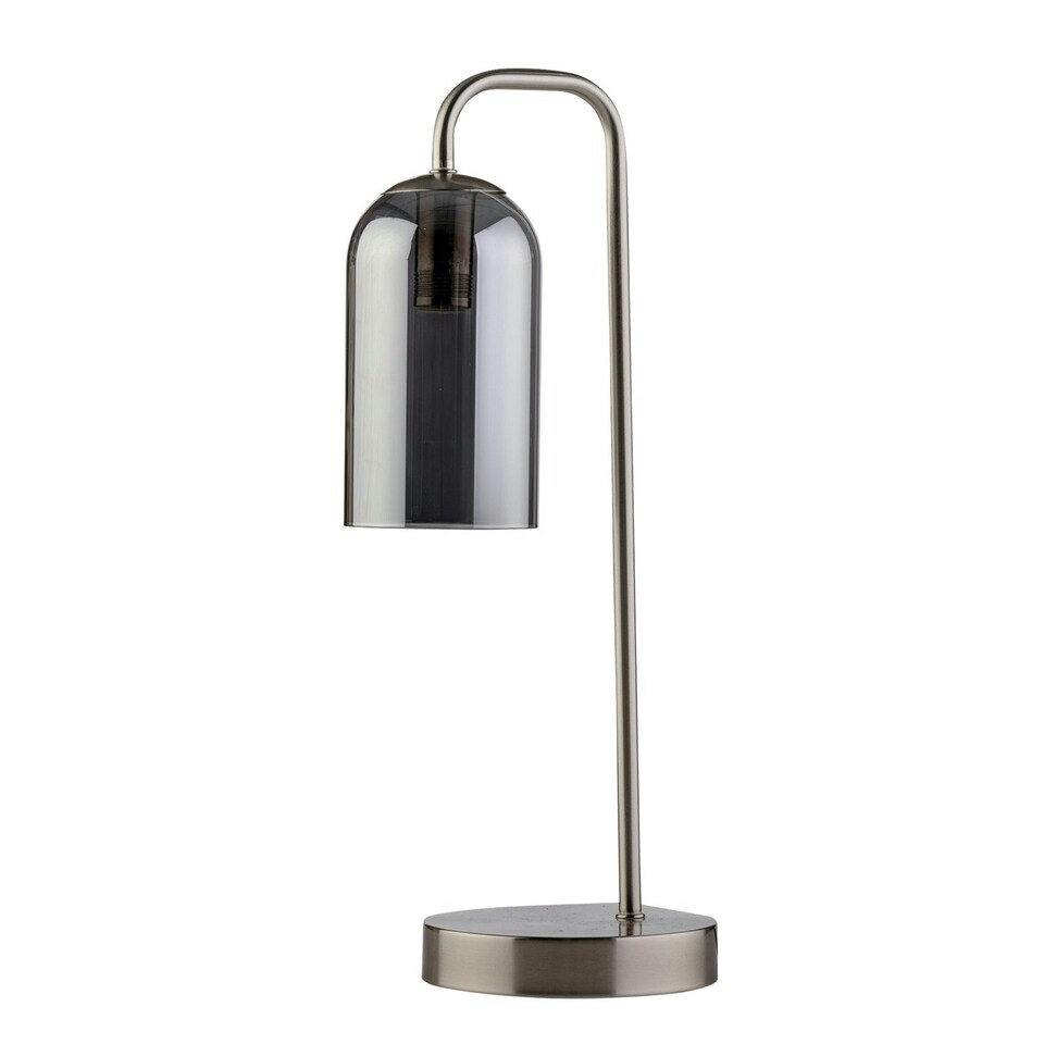 image 1 of Victoria - Satin Nickel Touch Lamp with Smoke Glass Shade Silver | Grey