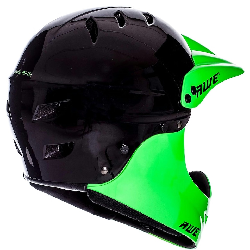 image 1 of AWE BMX Junior 16+/Adult Full Face Bike Helmet Black/Green 56-58cm | Black | Green