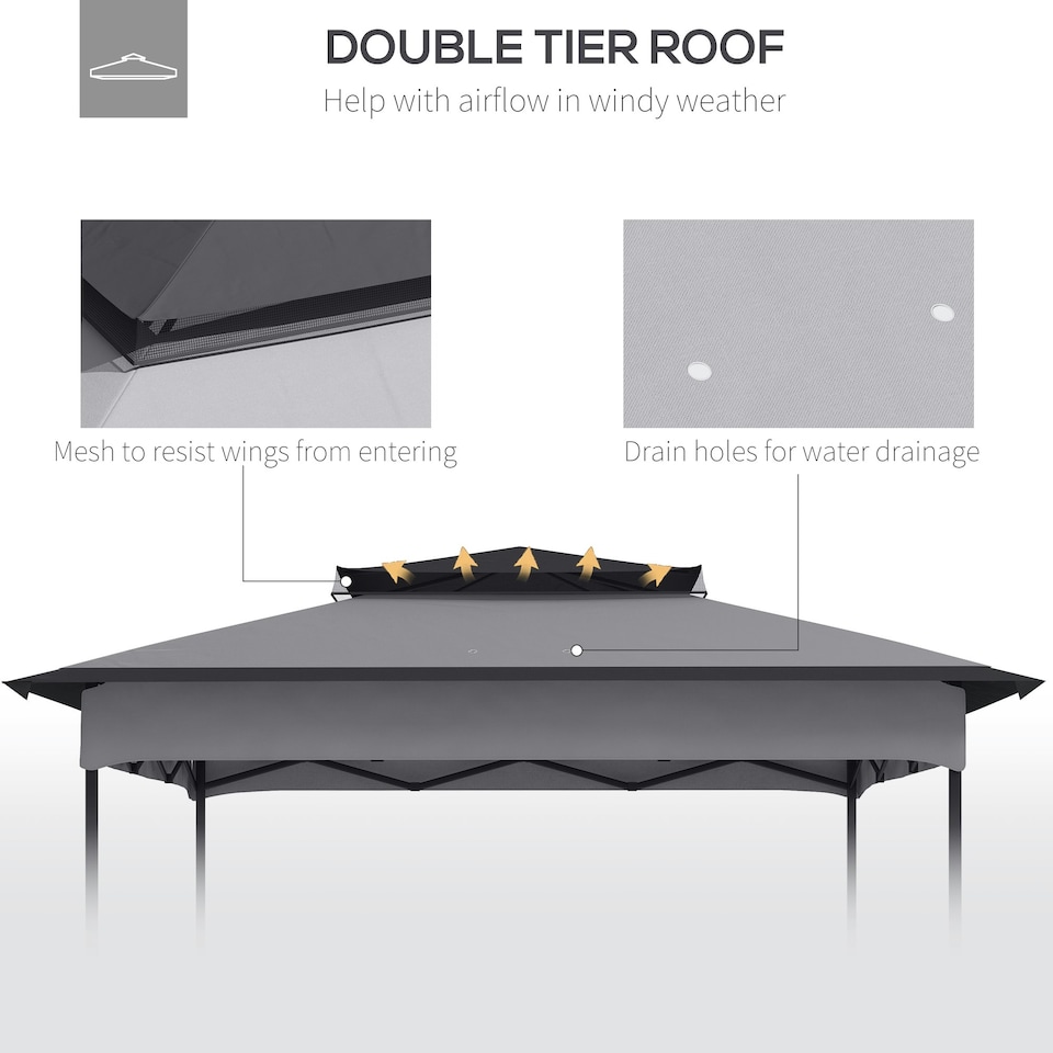 image 1 of Outsunny 3.25mx3.25m 2-Tier Gazebo Cover Replacement, 30+ UV Protection, Beige