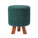 image 1 of Homescapes Forest Green Tall Cotton Knitted Footstool on Legs
