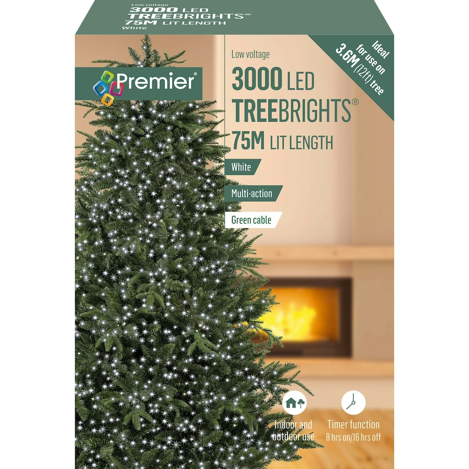 Premier TreeBrights 3000 LED Lights White 75m