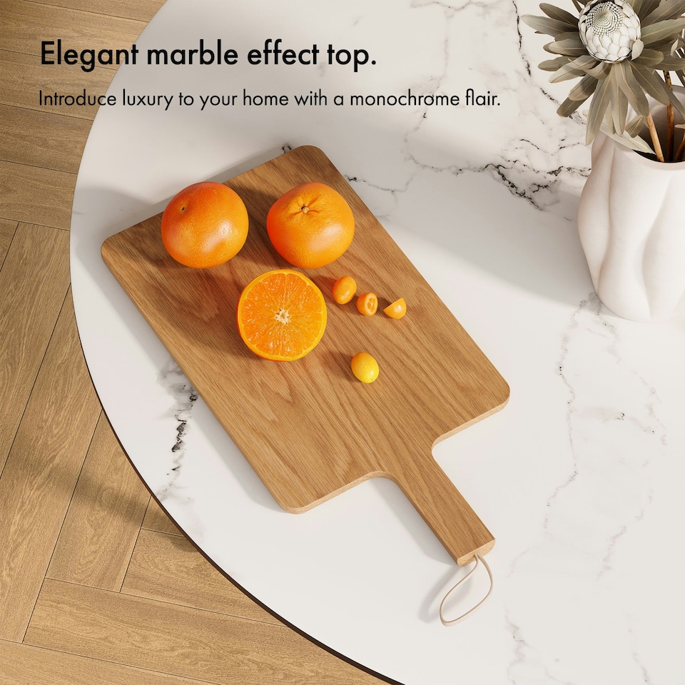 image 1 of VonHaus Round 4 Seater Marble Effect Dining Table