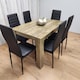 image 2 of Dining Table and 6 Chairs - Rustic Effect Dining Table With 6 Black faux leather Chairs Dining Furniture Set | Black | One Size | 7