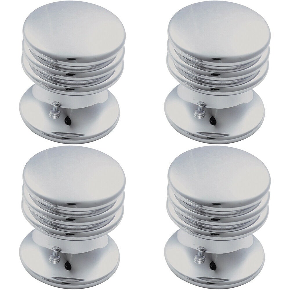 Loops 4x One Piece Textured Cupboard Door Knob 15.5mm Diameter Polished Chrome