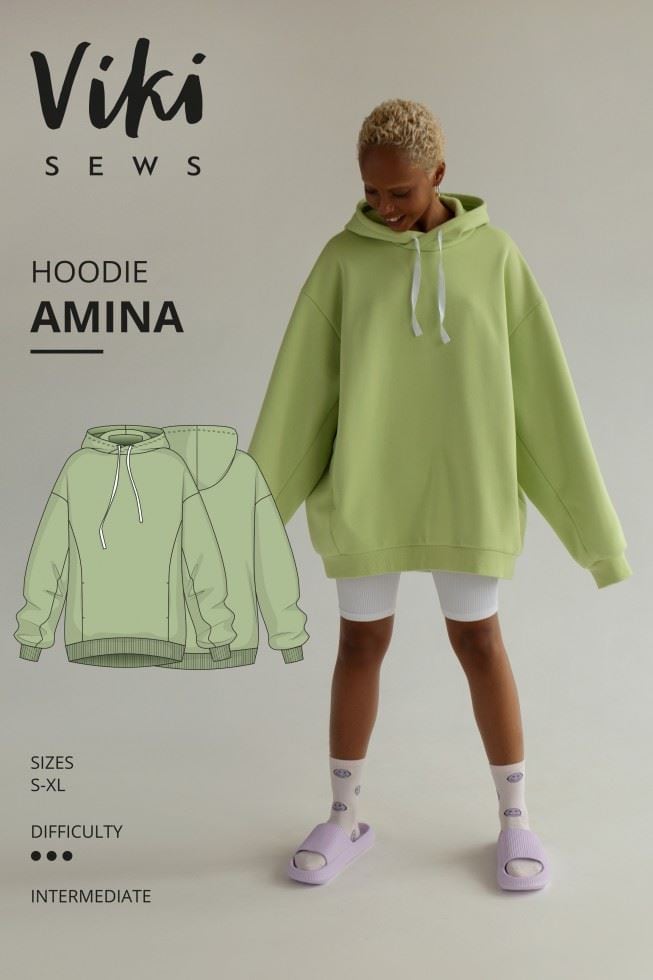 Vikisews Amina Hoodie Paper Sewing Pattern – Women’s Hoodies & Sweaters, Sizes S–XL, Intermediate