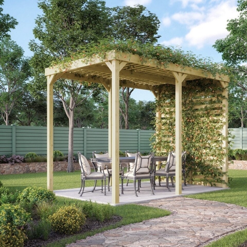 image 1 of Shade Pergola - Wood - L420 x W480 x H270 cm - Light Green