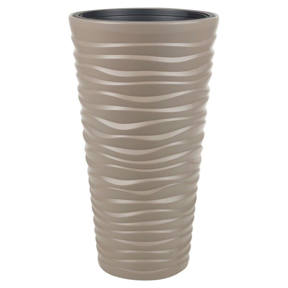 image 1 of Slim Plastic Round Flower Pot with Inserts - 52x29.6x29.6cm | Brown | Light Brown & Set of 1 | 1