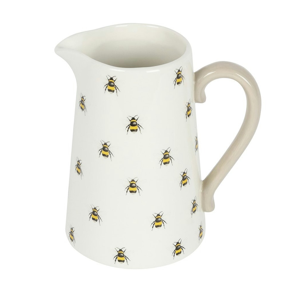 image 1 of Ceramic All Over Bee Print Jug Vase - 18cm