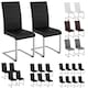 image 9 of Dining Chairs - cantilevered, high backrest, flat steel frame - Set of 4 White