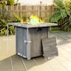 image 5 of Outsunny Propane Gas Fire Pit Table for Garden, 40000 BTU Smokeless Firepit Outdoor Heater with Waterproof Cover, Glass Screen, Glass Beads and Lid, Wood Effect, 71 x 71 x 62.5cm, Dark Grey