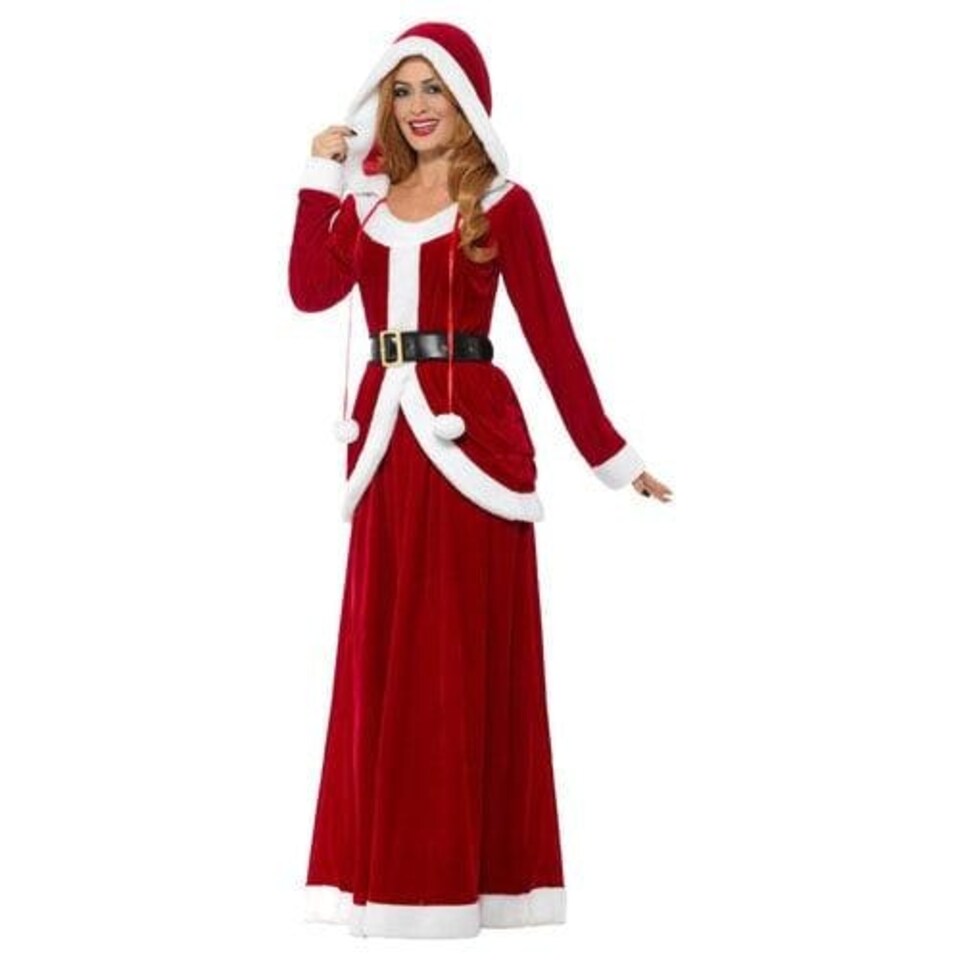 image 1 of Ms Claus Deluxe Christmas Fancy Dress Costume Ladies Small - UK 8-10 Red | 8