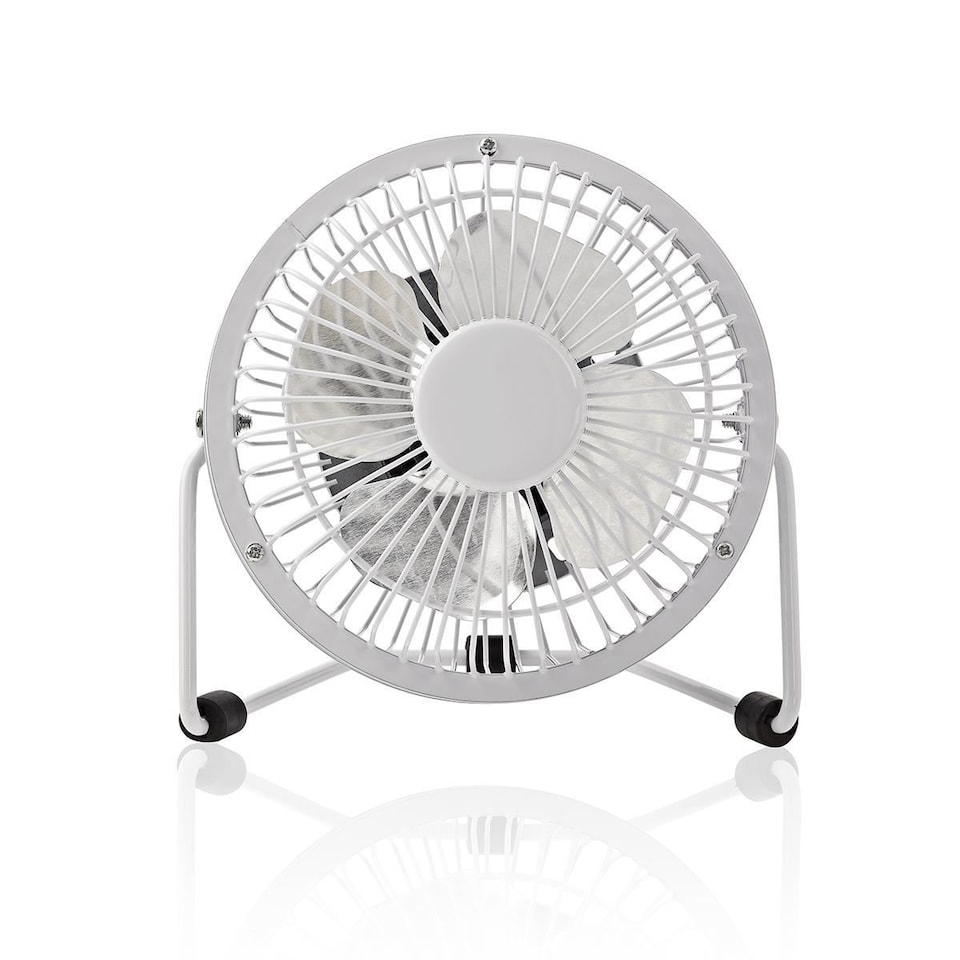 image 1 of Nedis 10cm Mini USB Powered Tilting Desk Fan with Metal Shell and Aluminium Blades, 360° Rotation, On/Off Switch - White