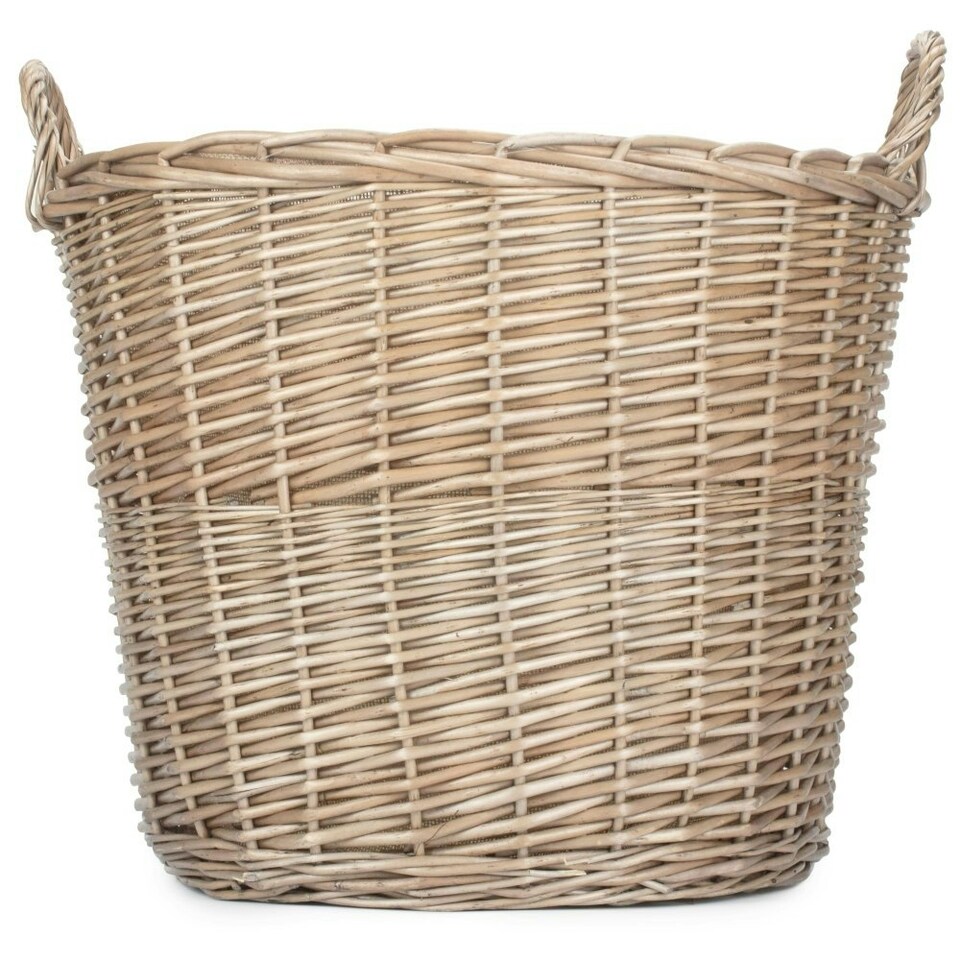 image 1 of Small Chestnut Finish Wicker Round Lined Log Basket