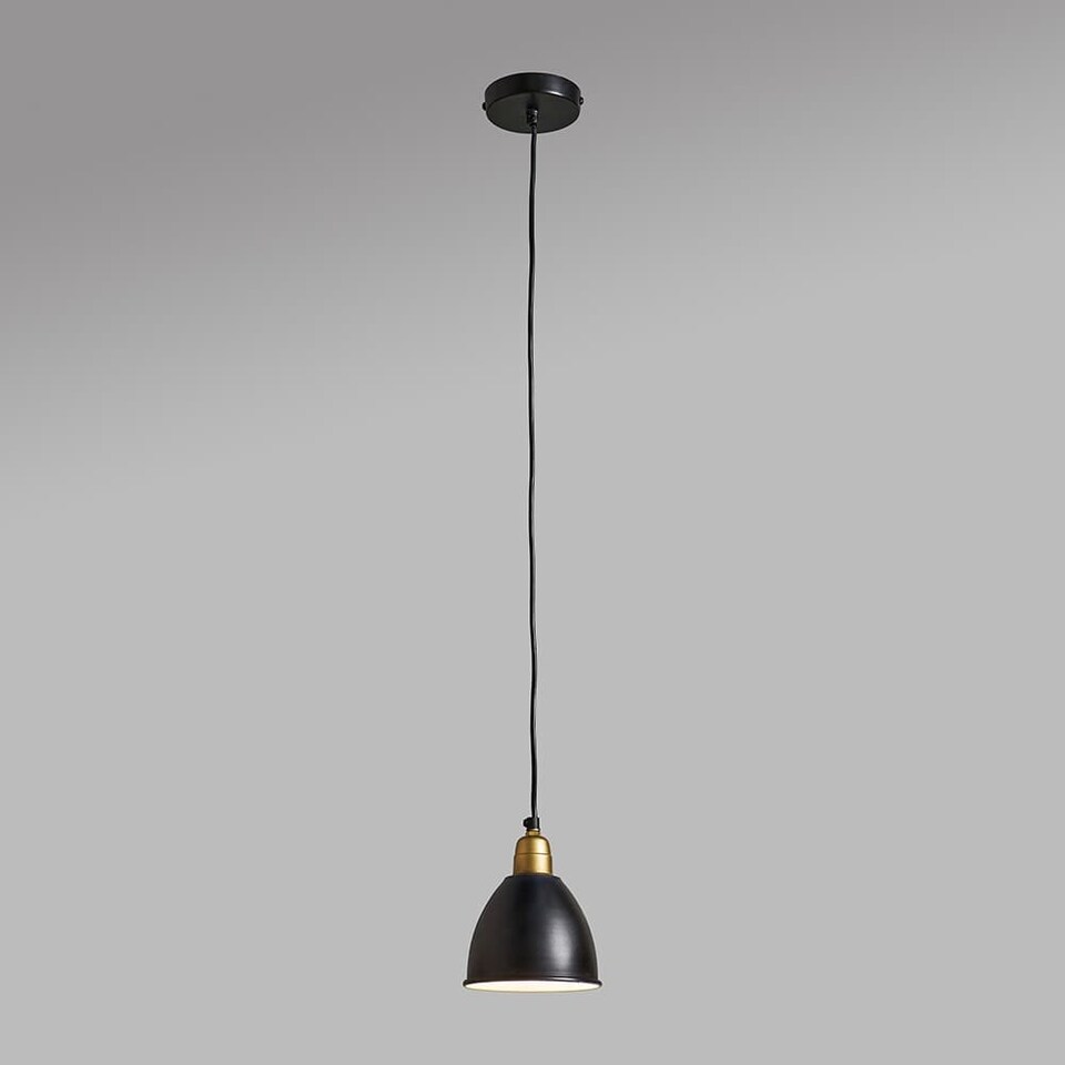 image 1 of ValueLights Eli Matte Black and Gold Dome Ceiling Pendant Light Fitting