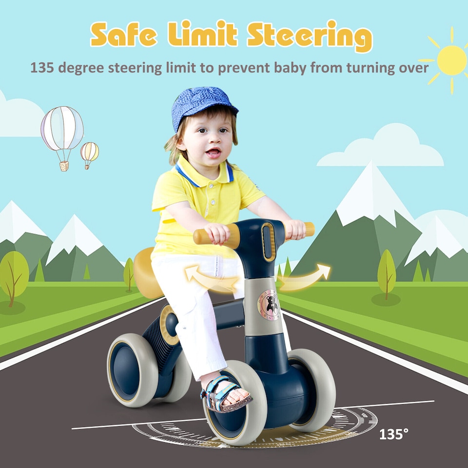 image 1 of COSTWAY Cute Baby Balance Bike Childrens Bicycle Yellow