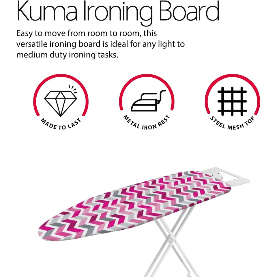 image 1 of Metaltex Kuma Ironing Board - Zig-Zag