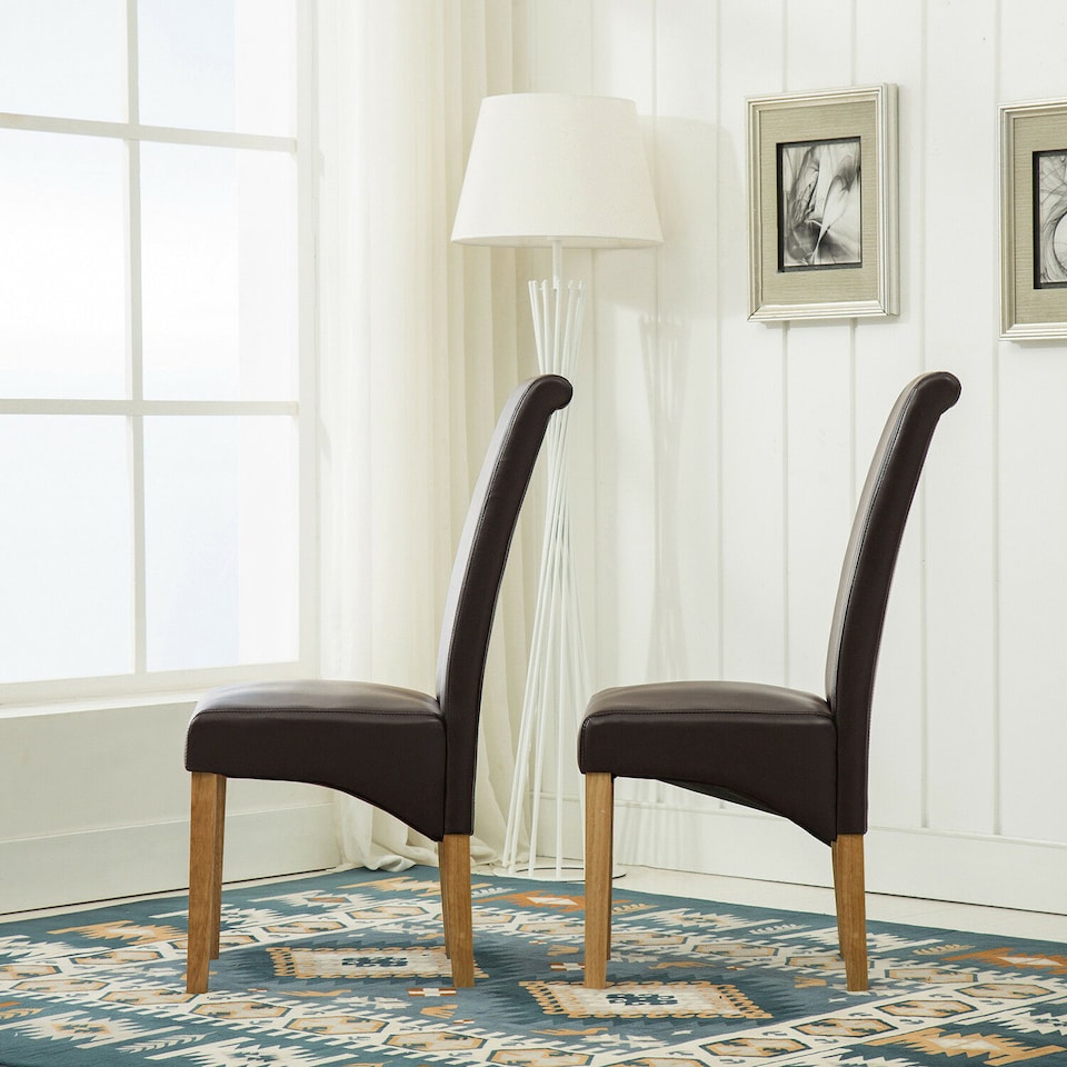 image 1 of MCC Direct Deluxe High Back Leather Dining Chairs Brown