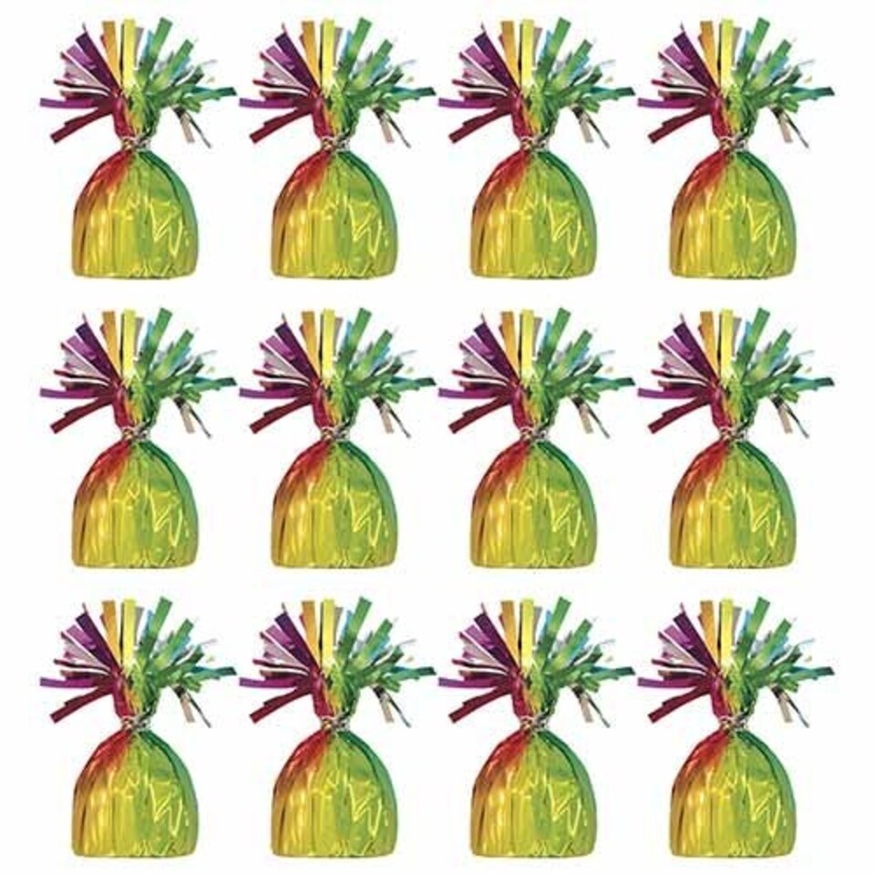image 1 of Rainbow Foil Balloon Weights - Pack of 12