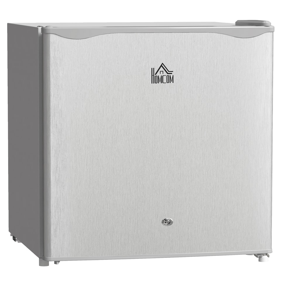 image 1 of HOMCOM 46 Litre Table Top Mini Fridge with Lock, Small Fridge with Ice Box, Reversible Door, Adjustable Temperature and Legs for Bedroom, Home, Office, Grey