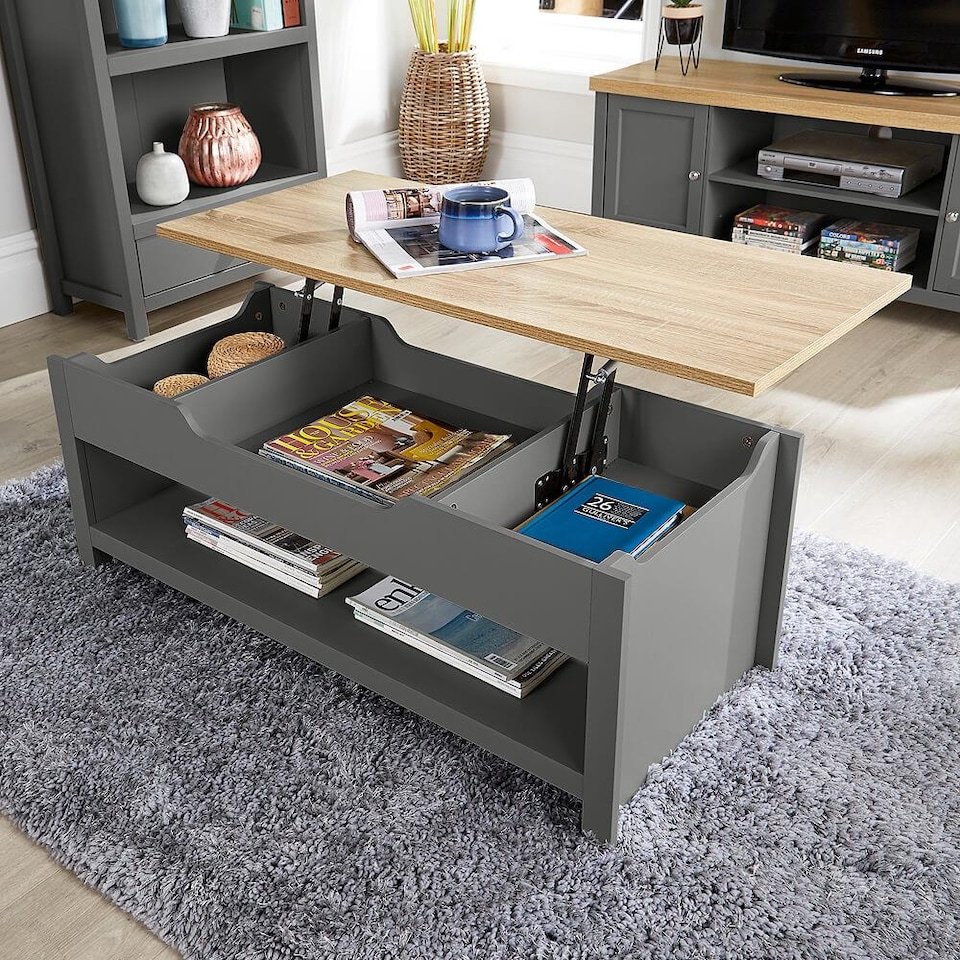 image 1 of Coffee Table Lift Up Occasional Reception Storage Shelf Avon