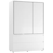 URBNLIVING 3 Sliding Door Wardrobe With 4 Drawers And Hanging Rail | White | White Drawers | 1