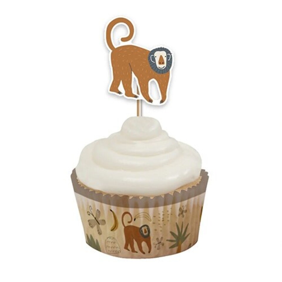 image 1 of Safari Animals Cupcake Food Pick Toppers - Pack of 12