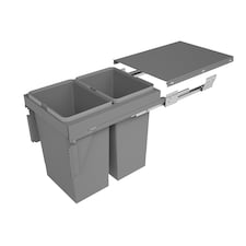 SIGE 48L UnderCounter PullOut Waste Bin, 2 x 24L Removable Bins, Suits 400mm Cabinet, SideMounted SoftClose