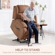 image 3 of HOMCOM Power Lift Recliner Chair with Massage, Linen Overstuffed Lift Chair for Elderly, Electric Recliner Armchair with Footrest, Remote Control and Side Pocket, for Living Room, Brown | Brown | Brown