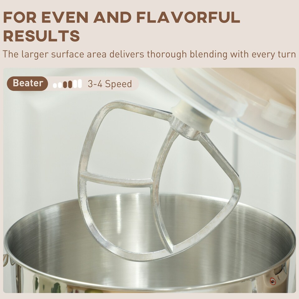 image 1 of HOMCOM Electric Stand Mixer, 4.5L Food Mixer with Dough Hook, Whisk, Beige