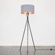 image 4 of ValueLights Camden Black Tripod Floor Lamp Grey & Copper Shade & Bulb | Copper