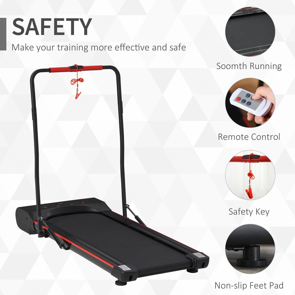 image 1 of HOMCOM Walking Machine w/ LED Display & Remote Control Exercise Jogging Fitness | Red | Black, Red