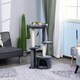 image 2 of PawHut 100cm Cat Tower Condo with House Sisal Scratching Post Perches Grey