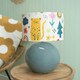 image 3 of ValueLights Bosco Eucalyptus Teal Globe Ceramic Table Lamp with Cartoon Doodle Lamp Shade and LED Bulb