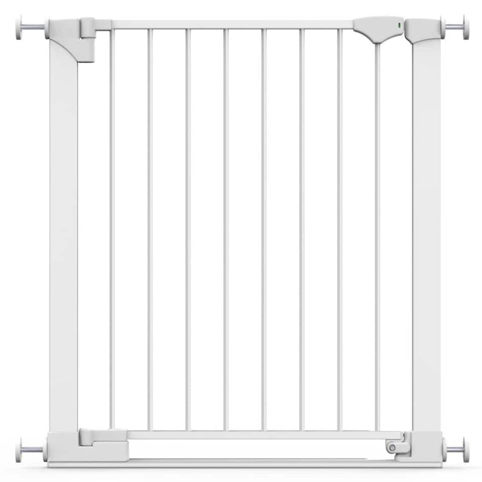 image 1 of Safetots SafeStep Gate, White, 75cm - 82cm, Extra Low Walkthrough, Pressure Fit Safety Gate, Baby Gate for Stairs and Doors