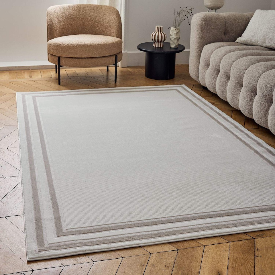 image 1 of The Rugs Carmel Collection Bordered Area Floor Rug Runner Soft Pile Living Room Bedroom