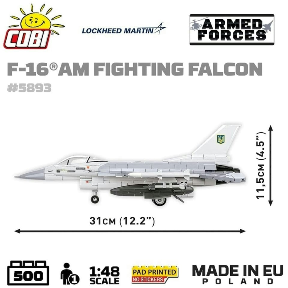 image 1 of F-16 AM Fighting Falcon plane brick model - COBI 5893 - 500 bricks