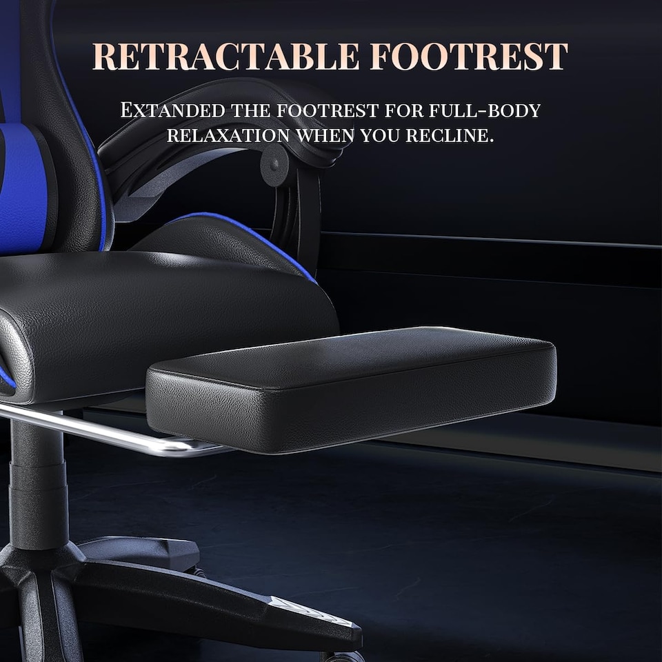 image 1 of Rattantree Ergonomic Gaming Chair Massage Lumbar Footrest Leather Swivel 150 Kg Capacity