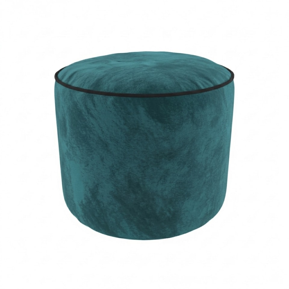image 1 of Luxury Velvet Round Bean Bag Ottoman Soft Plush Velvet Stool Pouffe | Blue | Teal