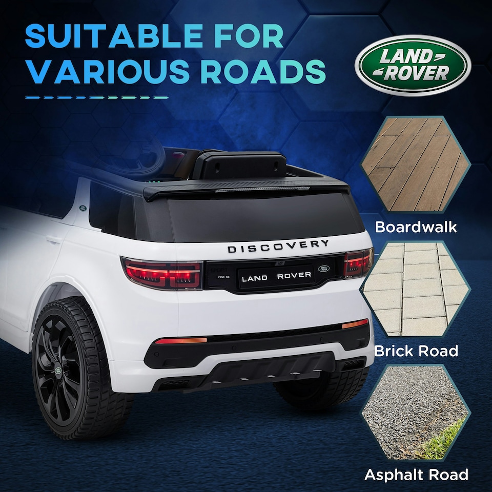 image 1 of AIYAPLAY Licensed Land Rover, Kids Electric Car w/ Remote, Music, White