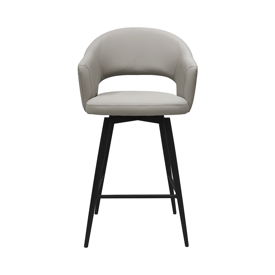 image 1 of Bentley Designs - Sterling 180° Return Swivel Barstool With Black Sand Powder Coated Legs - Light Grey Faux Leather (Single)