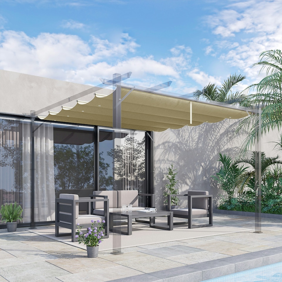 image 1 of Outsunny Pergola Shade Cover Replacement Canopy for 3 x 3(m) Pergola, Beige